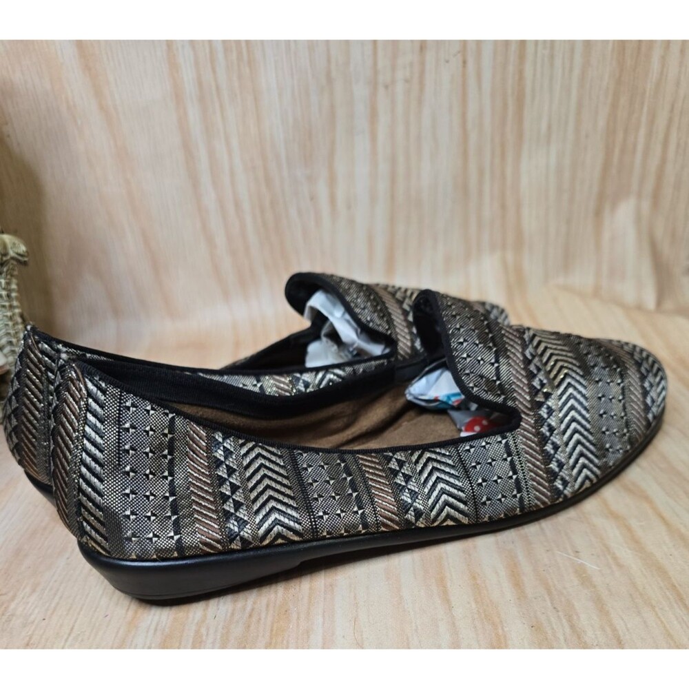 AEROSOLES BETUNIA Slip-On Loafer Soft BLACK WITH GOLD DESIGNS Size 9 - Picture 7 of 10